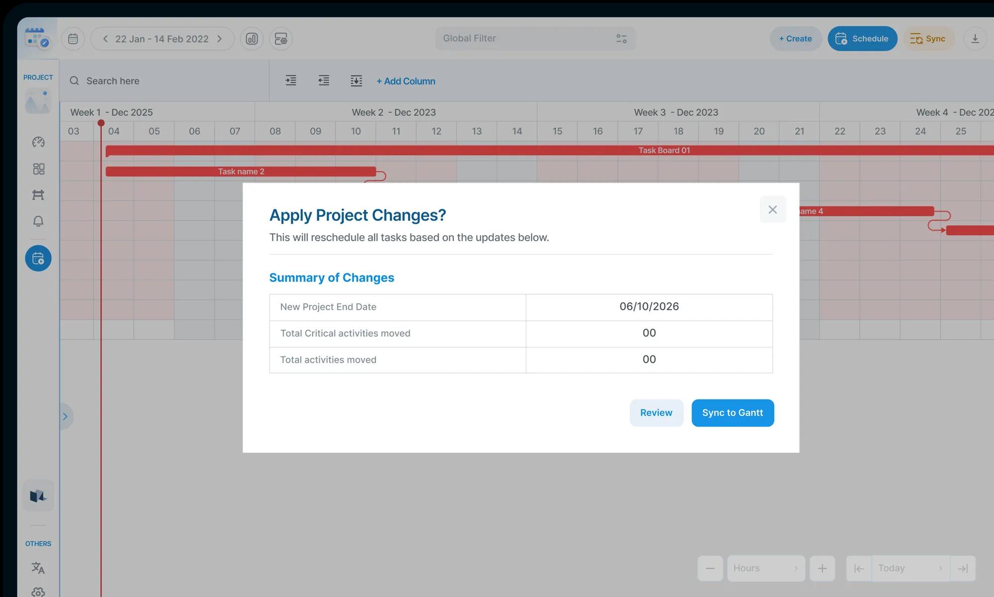 Sync with VisiLean Gantt